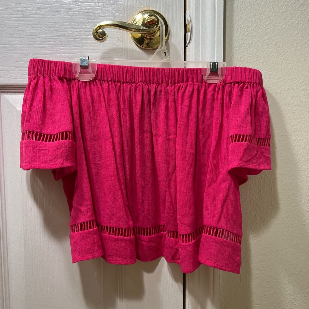 Forever 21 - hot pink over the shoulder crop top